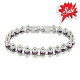 Sk2210 February 3/8’’ Wide Amethyst Color Crystal Centers Ladies Bracelets