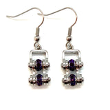 Sk2210E February Edition Mini 3/8’’ Wide Stainless Steel Amethyst Imitation Crystal Earrings