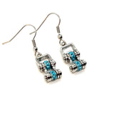 Sk2211E March Edition Mini 3/8’’ Wide Stainless Steel Aquamarine Imitation Crystal Earrings