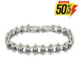 Sk2213 June 3/8’’ Wide Alexandrite Color Crystal Centers Ladies Bracelets