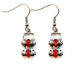 Sk2214E July Edition Ladies Mini 3/8’’ Wide Stainless Steel Ruby Imitation Crystal Earrings