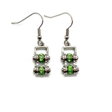 Sk2215E August Edition Mini 3/8’’ Wide Stainless Steel Peridot Imitation Crystal Earrings