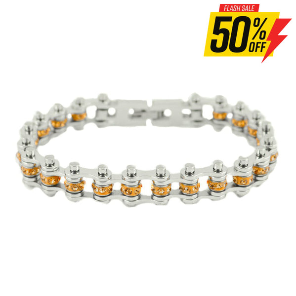 Sk2217 November 3/8’’ Wide Citrine Color Crystal Centers Ladies Bracelets