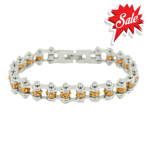 Sk2217 November 3/8’’ Wide Citrine Color Crystal Centers Ladies Bracelets