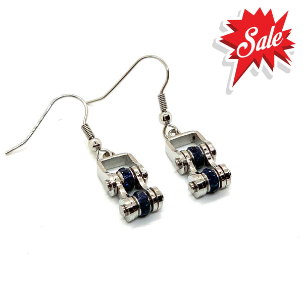 Sk2218E December Edition Mini 3/8’’ Wide Stainless Steel Blue Zircon Imitation Crystal Earrings