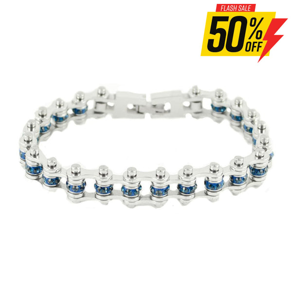 Sk2218S September 3/8’’ Wide Blue Zircon Color Crystal Centers Bracelet