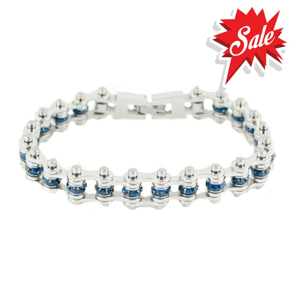 Sk2218S September 3/8’’ Wide Blue Zircon Color Crystal Centers Bracelet