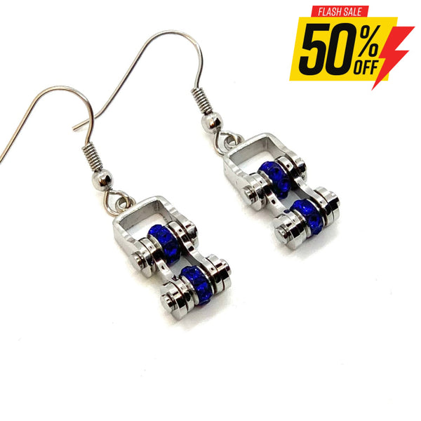 Sk2218Se September Edition Mini 3/8’’ Wide Stainless Steel Sapphire Imitation Crystal Earrings