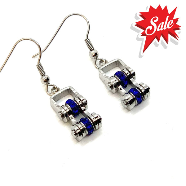 Sk2218Se September Edition Mini 3/8’’ Wide Stainless Steel Sapphire Imitation Crystal Earrings