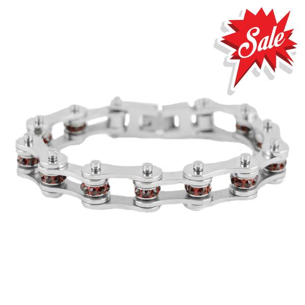 Sk2219 January 1/2’’ Wide Garnet Color Crystal Centers Bracelet