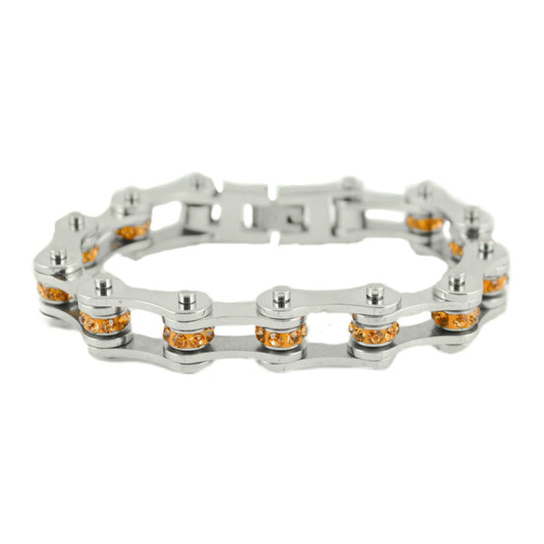 Sk2226 November 1/2’’ Wide Citrine Color Crystal Centers Ladies Bracelets