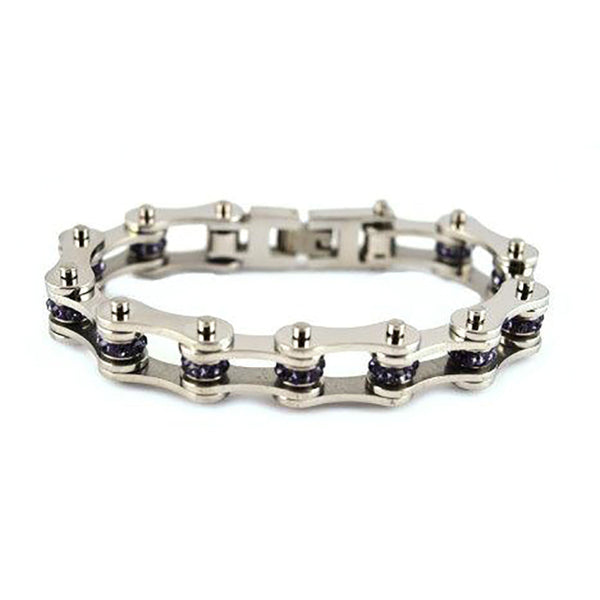 Sk2229 June 1/2’’ Wide Alexandrite Color Crystal Centers Bracelet