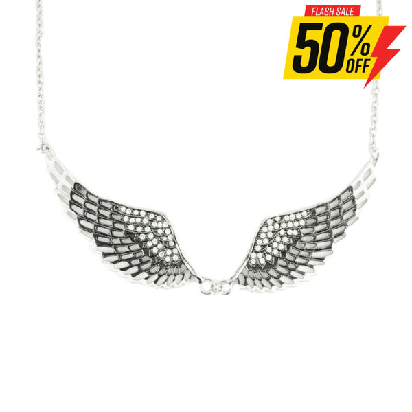 Sk2236 Black Painted Winged Necklace White Imitation Crystals Necklaces