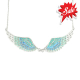 Sk2237 Blue Painted Winged Necklace Imitation Crystal Necklaces