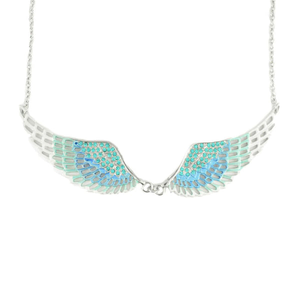 Sk2237 Blue Painted Winged Necklace Imitation Crystal Necklaces