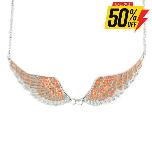 Sk2241 Orange Painted Winged Necklace Imitation Crystals Necklaces