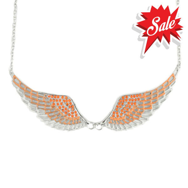 Sk2241 Orange Painted Winged Necklace Imitation Crystals Necklaces