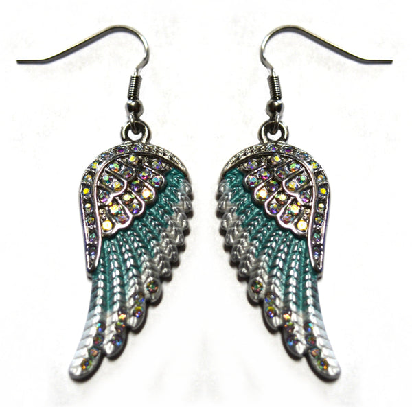 Sk2243 Seafoam Painted Winged French Wire Earring Imitation Crystals Earrings