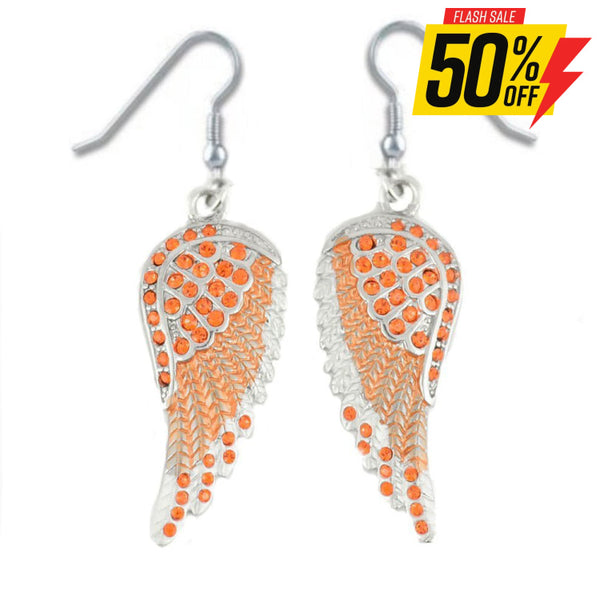 Sk2248 Orange Painted Winged French Wire Earring Imitation Crystals Earrings