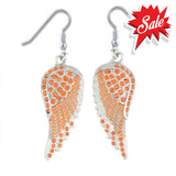 Sk2248 Orange Painted Winged French Wire Earring Imitation Crystals Earrings