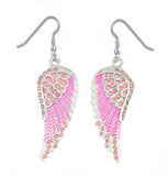 Sk2249 Pink Painted Winged French Wire Earring Imitation Crystals Earrings