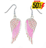 Sk2249 Pink Painted Winged French Wire Earring Imitation Crystals Earrings