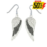 Sk2250 Black Painted Winged French Wire Earring White Imitation Crystals Earrings