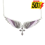 Sk2251 Purple Painted Winged Necklace With Cross Imitation Crystals Necklaces