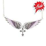 Sk2251 Purple Painted Winged Necklace With Cross Imitation Crystals Necklaces