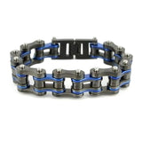 Sk2255 New 3/4’ Wide Gunmetal Finish With Candy Blue Men’s Bike Chain Bracelets