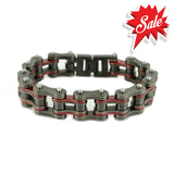 Sk2256 3/4’’ Wide All New Gunmetal/Candy Red Finish Stainless Steel Motorcycle Chain Bracelet