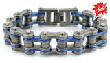 Sk2258 3/4’ Wide Two Tone Distressed/Blue Stainless Steel Motorcycle Chain Bracelet Men’s Bike