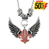 Sk2260Red Ladies Angel Open Wing & Cross Red Bling Pendant With 4Mm Foxtail Necklace 19’’