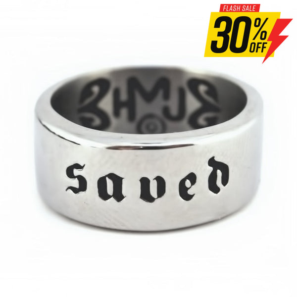 Sk2266 Saved Wide Band Ring Stainless Steel Motorcycle Christian Biker Jewelry Sizes 7 Rings