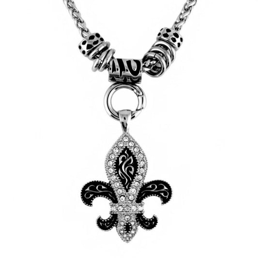 Sk2278 Fleur De Lis Ladies Charm Pendant Stainless Steel Motorcycle Jewelry Necklaces