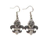 Sk2278E Fleur De Lis Mini 3/8’’ Wide Stainless Steel Crystal Earrings