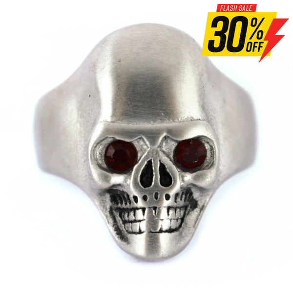 Sk2301 Brushed Finish Skull Ring Imitation Black Eyes Stainless Steel Solid Inside Rings