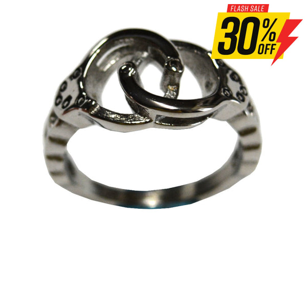 Sk2336 Ladies Handcuff Ring Stainless Steel Motorcycle Jewelry Size 6-10 Rings