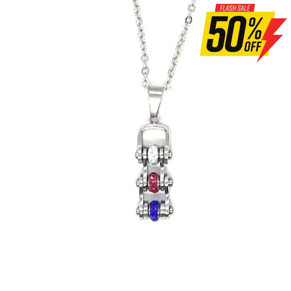 Sk2342N Pendant Mini Chain Link With Necklace Silver Red White Blue Stainless Steel Necklaces