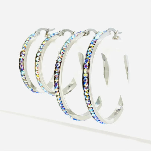 SK2346 Rainbow Crystal Earrings - Two Sizes Available Earrings