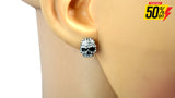 Sk2362 Small Earrings Stainless Steel Skull Embellished Imitation Diamonds Post & Nut 11Mm Tall