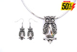 Sk2500 Owl Pendant Matching Earrings With Omega Necklace Stainless Steel Jewelry &