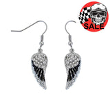 SK2537 Mini Black Painted Winged French Wire Earring White Imitation Crystals Earrings