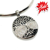 Sk2556C Tree Of Life Crystal Pendant Matching Earrings With Omega Necklace Stainless Steel Jewelry &