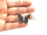 SK2701 Ladies Black Butterfly Sparkling Crystal Stainless Steel Necklace Necklaces