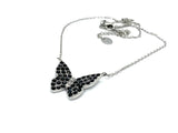 SK2701 Ladies Black Butterfly Sparkling Crystal Stainless Steel Necklace Necklaces
