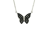 SK2701 Ladies Black Butterfly Sparkling Crystal Stainless Steel Necklace Necklaces