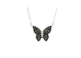 SK2701 Ladies Black Butterfly Sparkling Crystal Stainless Steel Necklace Necklaces
