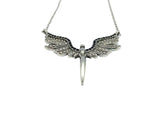 SK2702 Ladies Angel Wings Spread Crystal Stainless Steel Necklace Necklaces