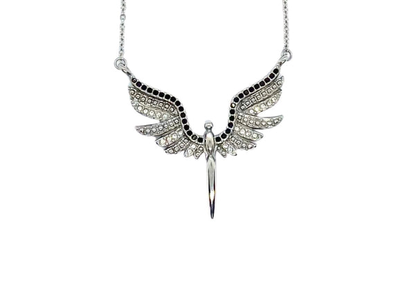 SK2702 Ladies Angel Wings Spread Crystal Stainless Steel Necklace Necklaces